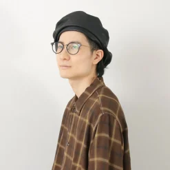 DECHO Hats^/ Leather Beret black