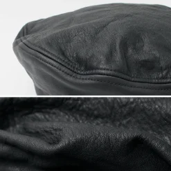 DECHO Hats^/ Leather Beret black