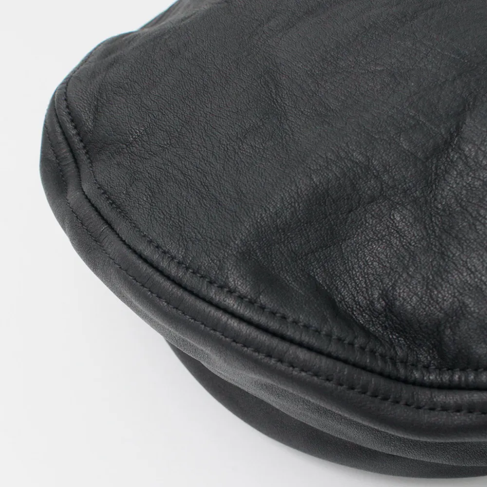 DECHO Hats^/ Leather Beret black