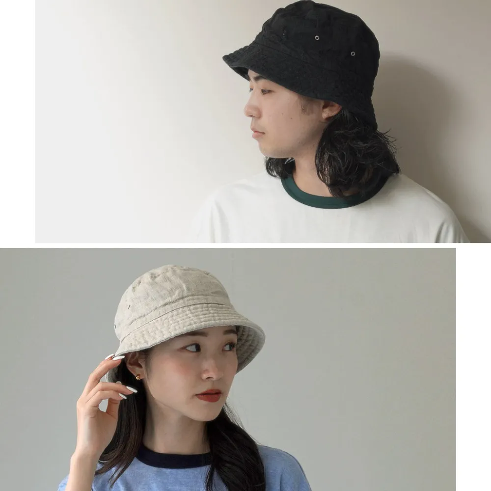 DECHO Hats^/ Linen Bucket Hat