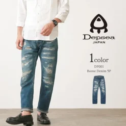 DEPSEA Jeans^/ DP001 Straight 5P Denim Pants - Vintage finish used-wash
