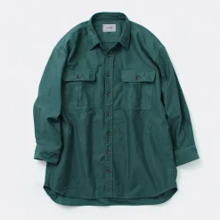 FNOR Shirts^/ Grandval garment dye Shrimp sleeve shirt coat green