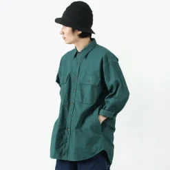 FNOR Shirts^/ Grandval garment dye Shrimp sleeve shirt coat green