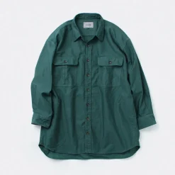 FNOR Shirts^/ Grandval garment dye Shrimp sleeve shirt coat green