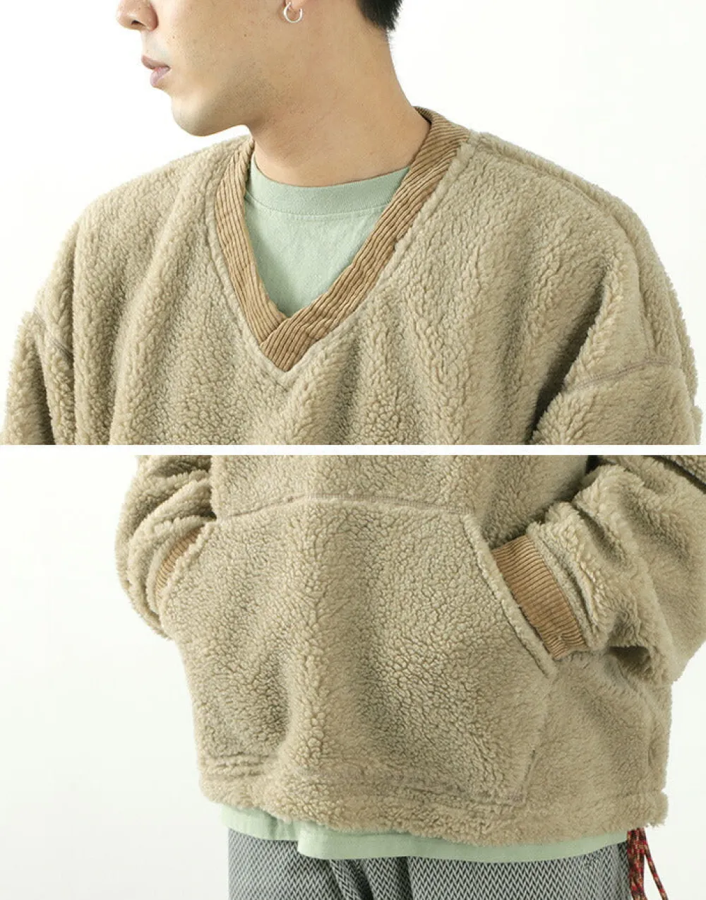 FNOR Sweatshirts^/ V-Neck Boa Pullover