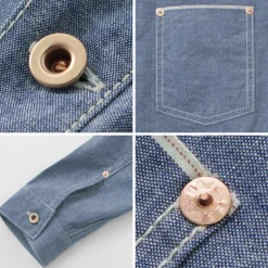 FOB FACTORY Shirts^/ F3487 Chambray pullover shirt blue