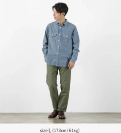 FOB FACTORY Shirts^/ F3494 Chambray work shirt blue