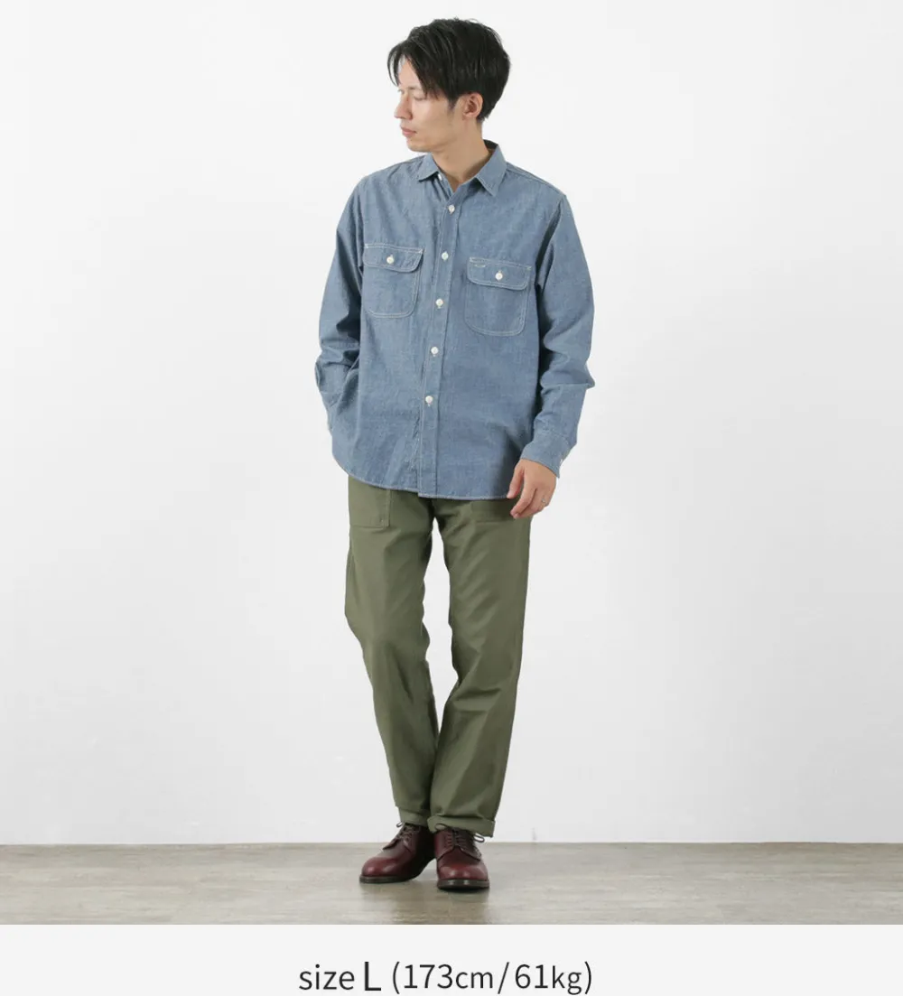 FOB FACTORY Shirts^/ F3494 Chambray work shirt blue