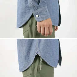 FOB FACTORY Shirts^/ F3494 Chambray work shirt blue