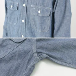 FOB FACTORY Shirts^/ F3494 Chambray work shirt blue