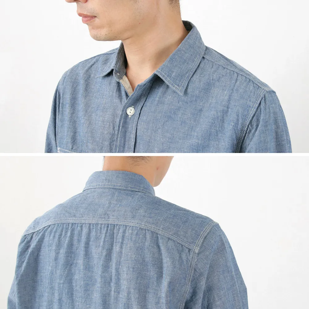FOB FACTORY Shirts^/ F3494 Chambray work shirt blue