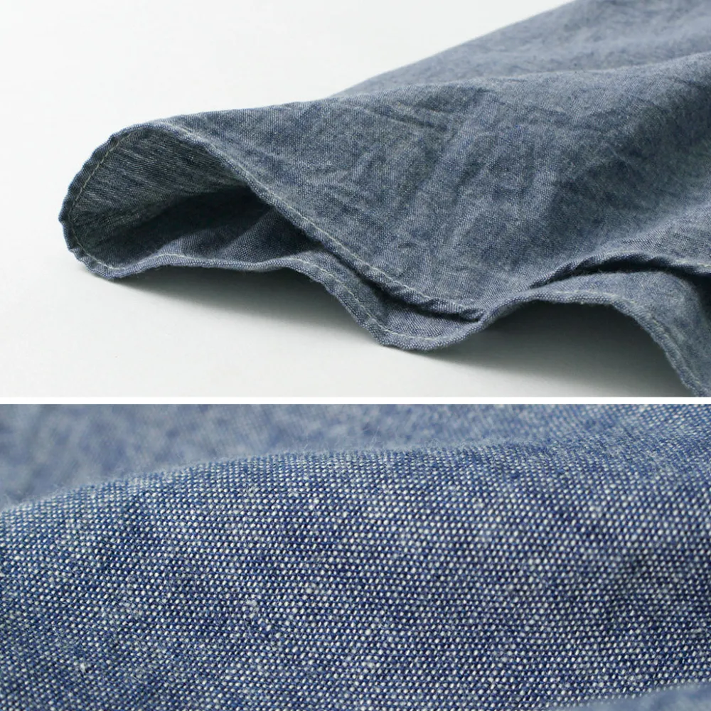 FOB FACTORY Shirts^/ F3494 Chambray work shirt blue