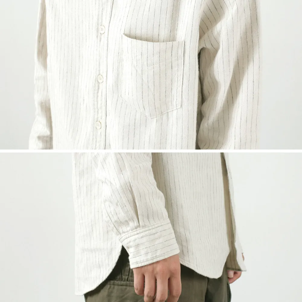 FOB FACTORY Shirts^/ F3485 C/W STRIPE BANDCOLLAR Shirt