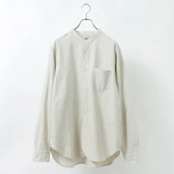 FOB FACTORY Shirts^/ F3485 C/W STRIPE BANDCOLLAR Shirt