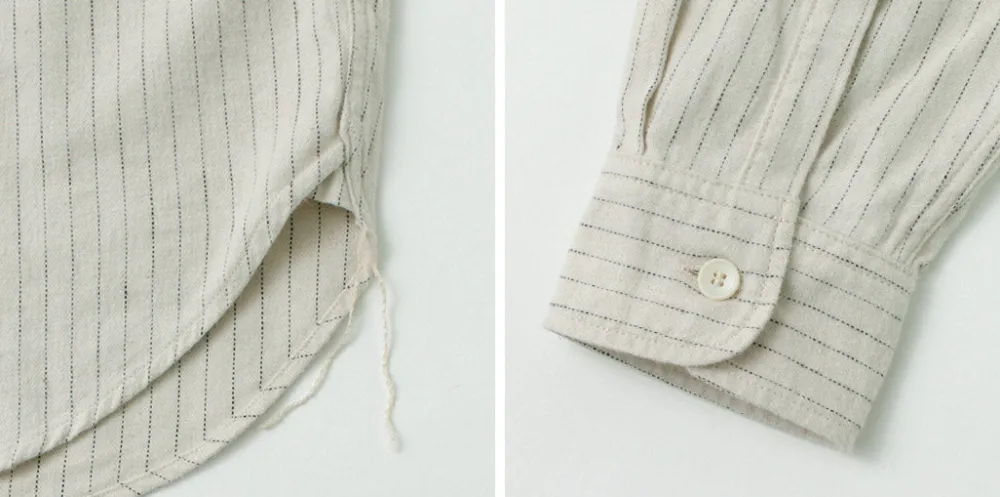 FOB FACTORY Shirts^/ F3485 C/W STRIPE BANDCOLLAR Shirt