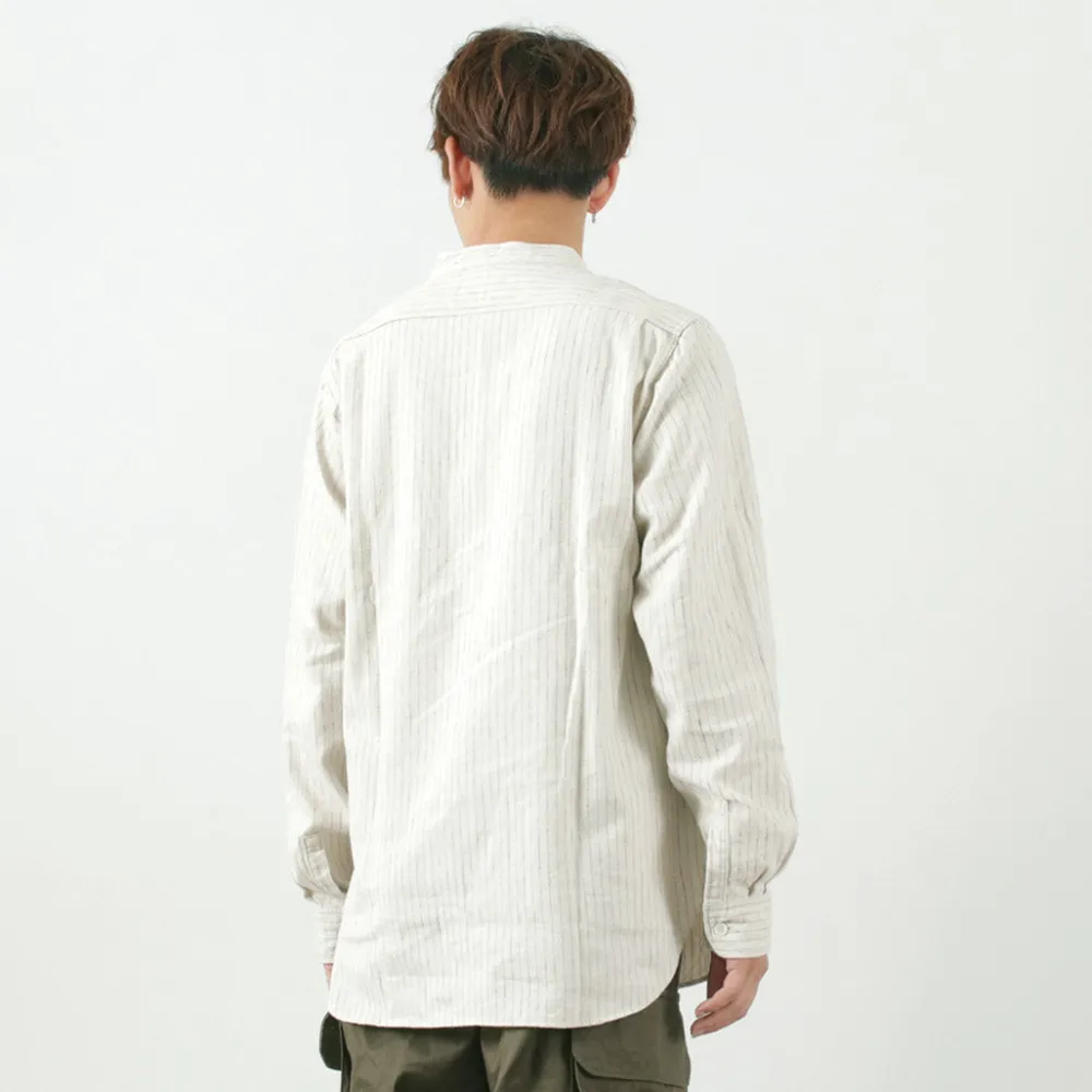 FOB FACTORY Shirts^/ F3485 C/W STRIPE BANDCOLLAR Shirt
