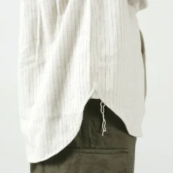 FOB FACTORY Shirts^/ F3485 C/W STRIPE BANDCOLLAR Shirt