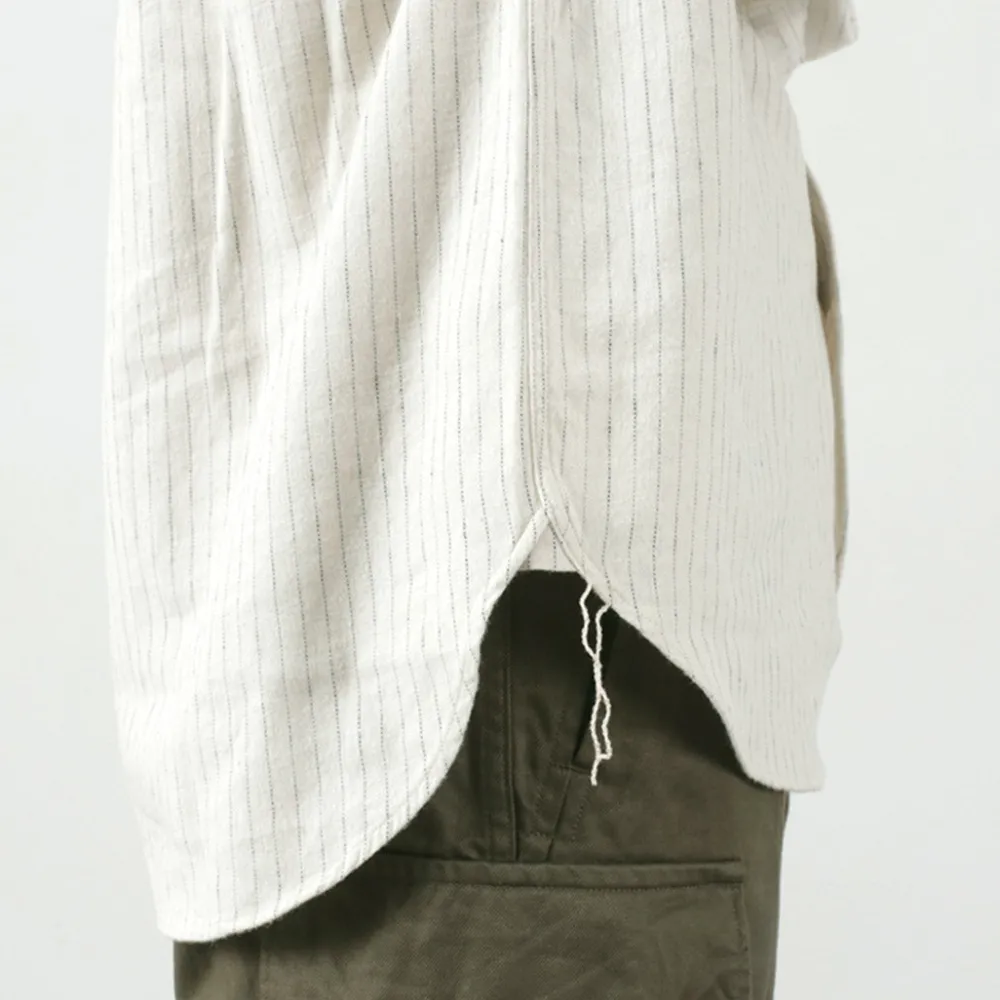 FOB FACTORY Shirts^/ F3485 C/W STRIPE BANDCOLLAR Shirt
