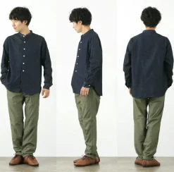 FOB FACTORY Shirts^/ F3470 denim band collar shirt