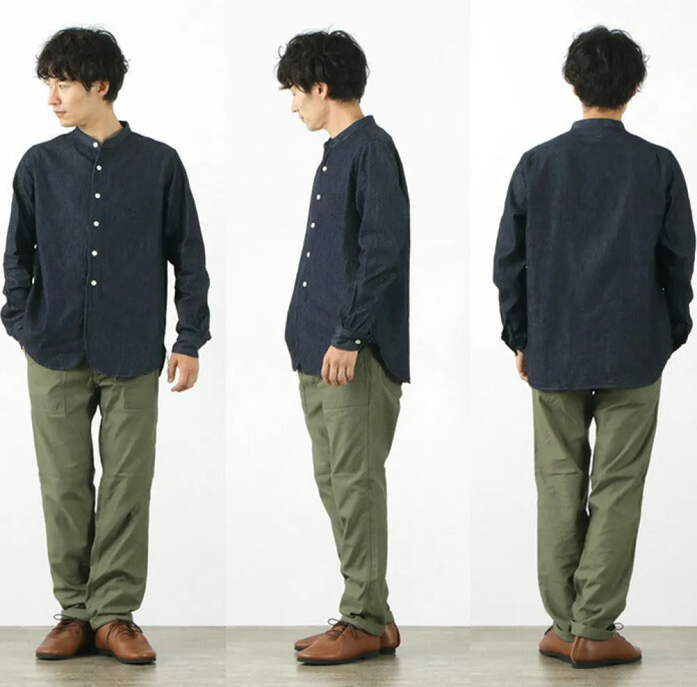 FOB FACTORY Shirts^/ F3470 denim band collar shirt