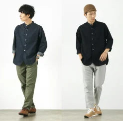 FOB FACTORY Shirts^/ F3470 denim band collar shirt