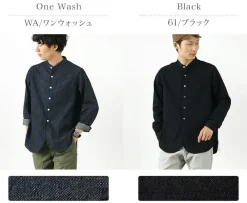 FOB FACTORY Shirts^/ F3470 denim band collar shirt