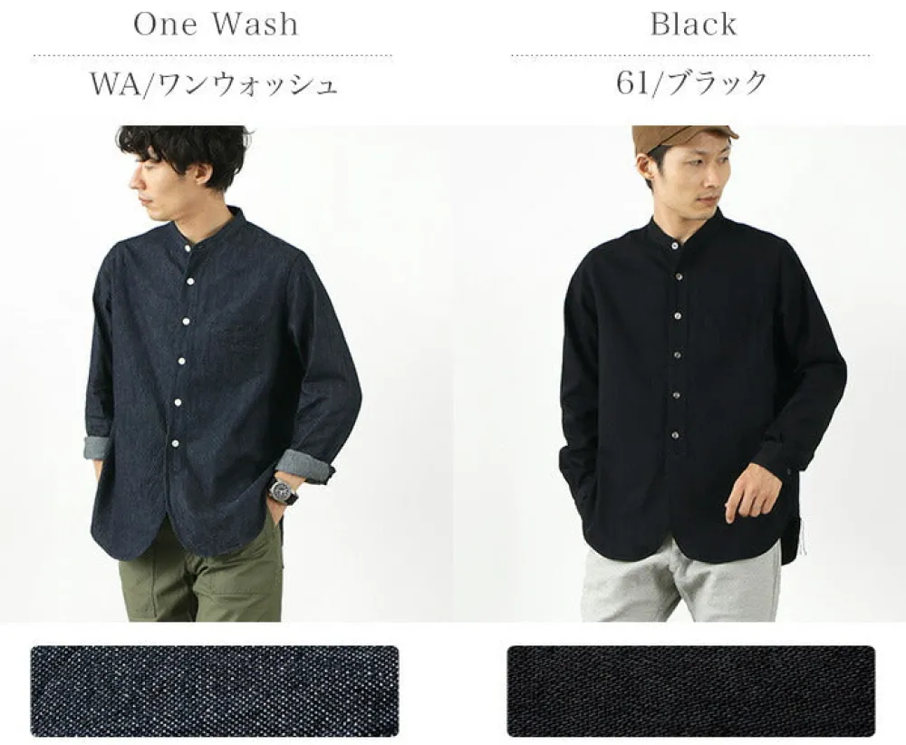 FOB FACTORY Shirts^/ F3470 denim band collar shirt