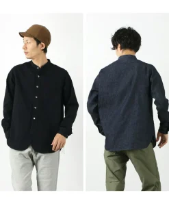 FOB FACTORY Shirts^/ F3470 denim band collar shirt