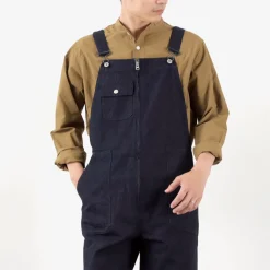 FOB FACTORY Trousers^/ F0517 Denim overalls one wash dark-indigo