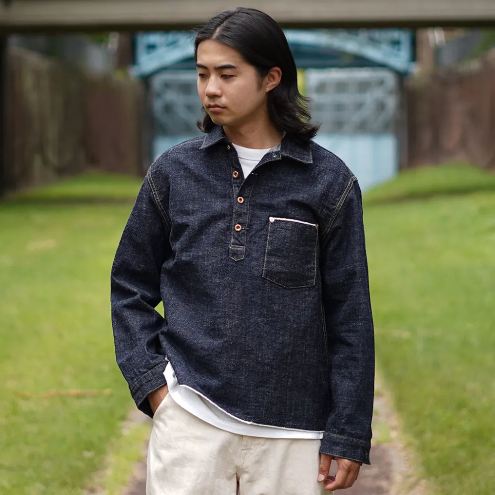 FOB FACTORY Jackets^/ F2384 G3 Denim Pullover Jacket one-wash