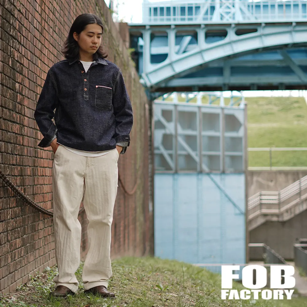 FOB FACTORY Jackets^/ F2384 G3 Denim Pullover Jacket one-wash