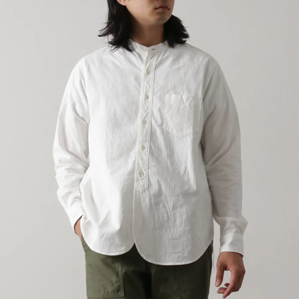 FOB FACTORY Shirts^/ F3429 Long sleeve Ox band collar shirt white