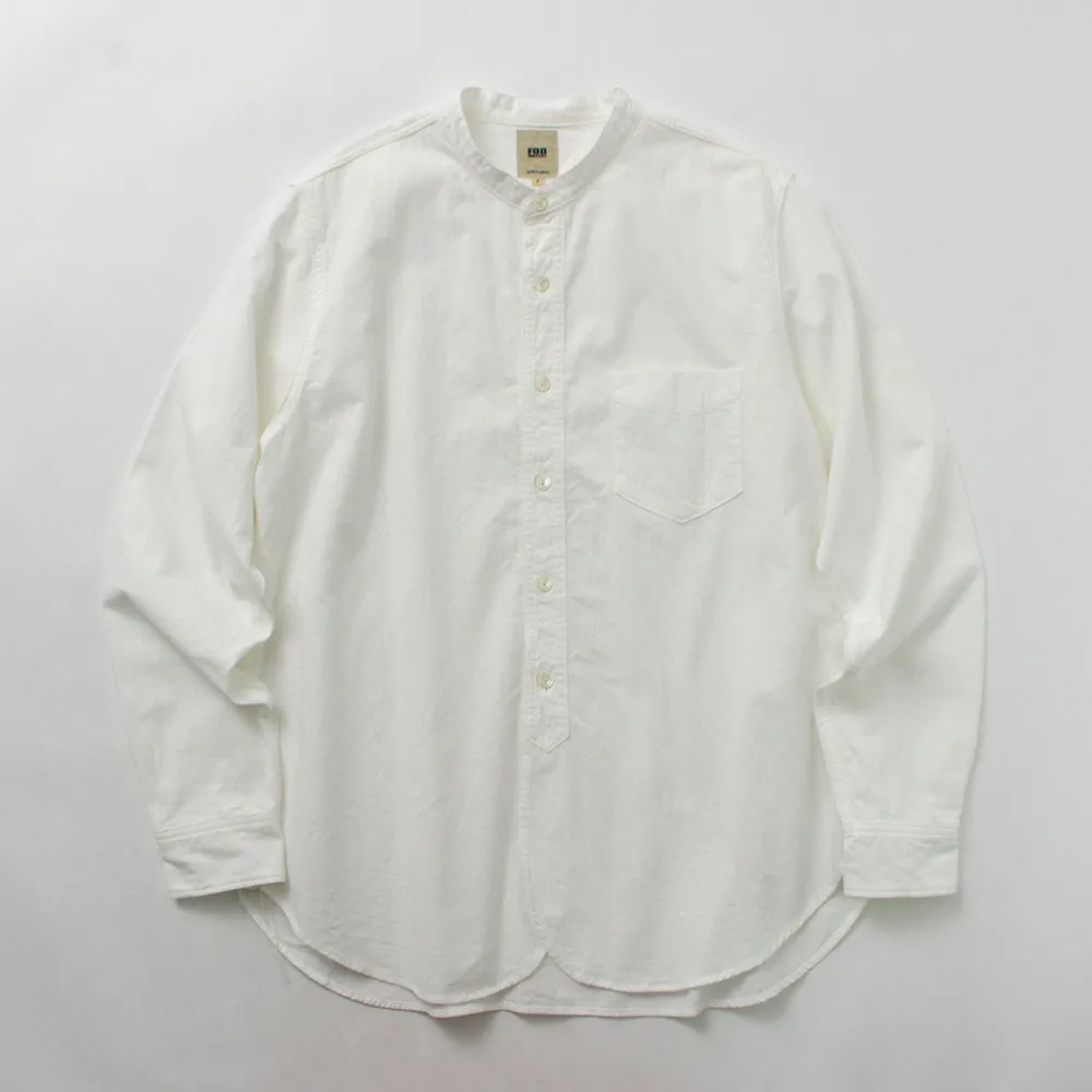 FOB FACTORY Shirts^/ F3429 Long sleeve Ox band collar shirt white