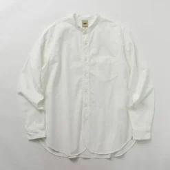 FOB FACTORY Shirts^/ F3429 Long sleeve Ox band collar shirt white