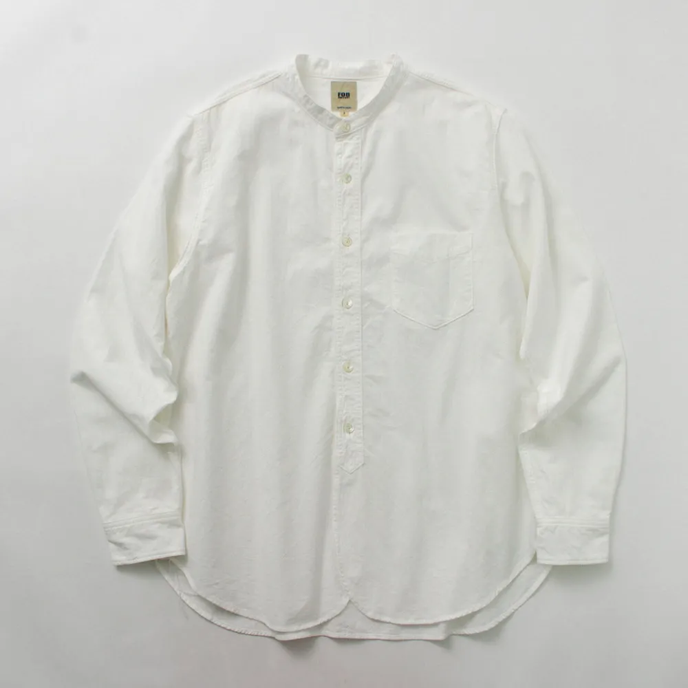 FOB FACTORY Shirts^/ F3429 Long sleeve Ox band collar shirt white