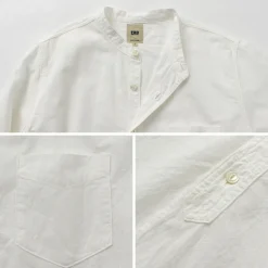 FOB FACTORY Shirts^/ F3429 Long sleeve Ox band collar shirt white