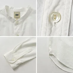 FOB FACTORY Shirts^/ F3429 Long sleeve Ox band collar shirt white