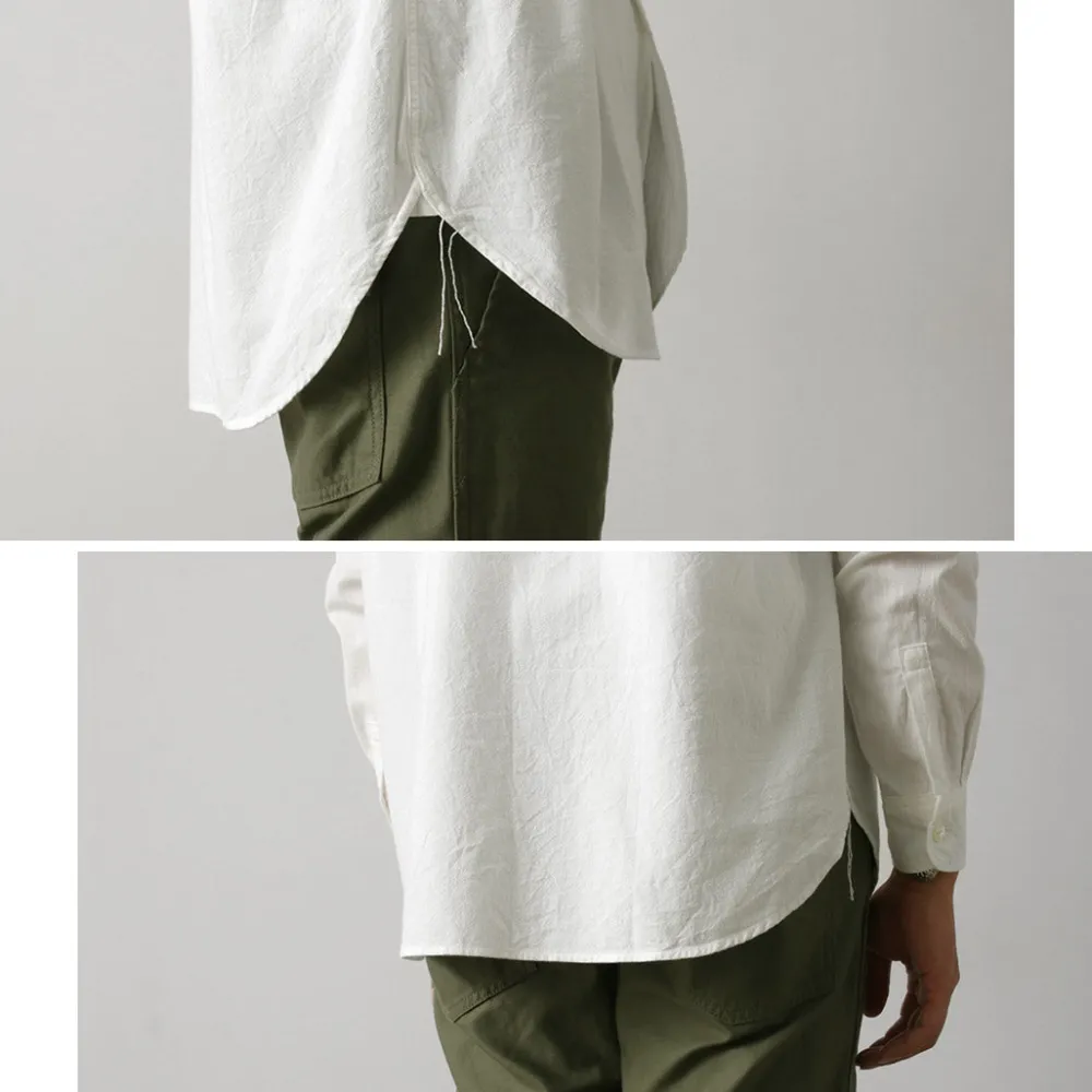 FOB FACTORY Shirts^/ F3429 Long sleeve Ox band collar shirt white