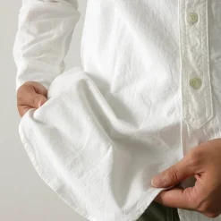 FOB FACTORY Shirts^/ F3429 Long sleeve Ox band collar shirt white