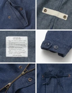FOB FACTORY Coats^/ F2420 M-51 denim shell parka one-wash