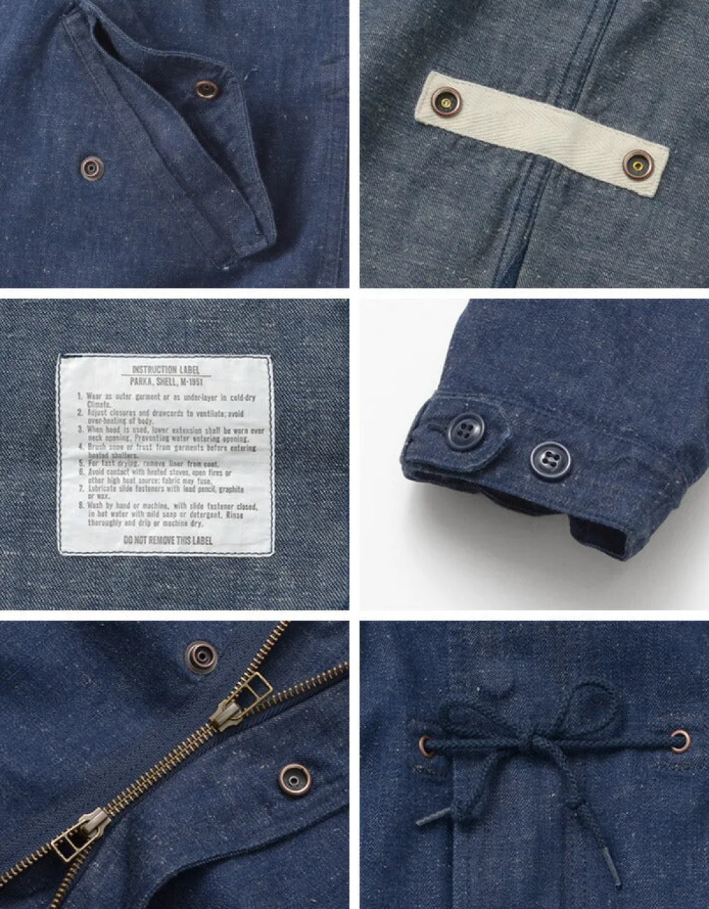 FOB FACTORY Coats^/ F2420 M-51 denim shell parka one-wash