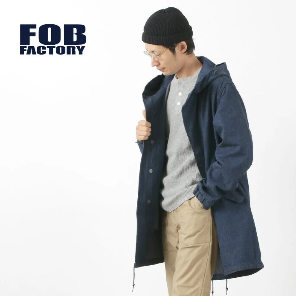 FOB FACTORY Coats^/ F2420 M-51 denim shell parka one-wash