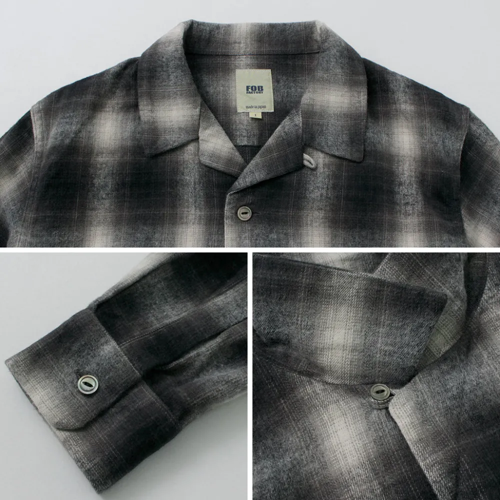 FOB FACTORY Shirts^/ F3505 Nel open collar shirt