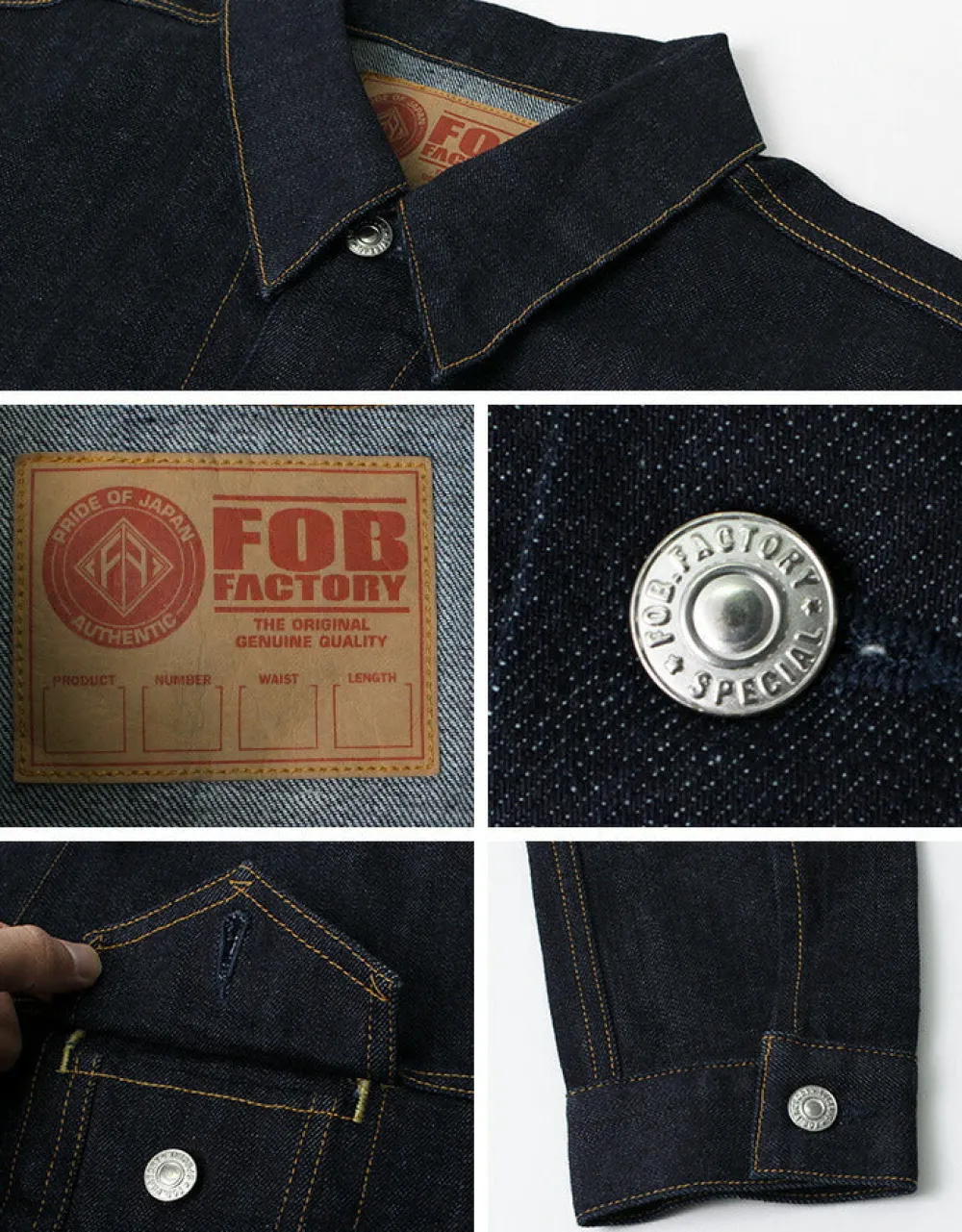 FOB FACTORY Jackets^/ F2309 stretch selvage denim jacket one-wash