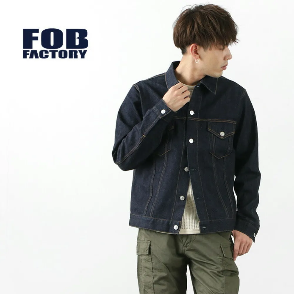 FOB FACTORY Jackets^/ F2309 stretch selvage denim jacket one-wash