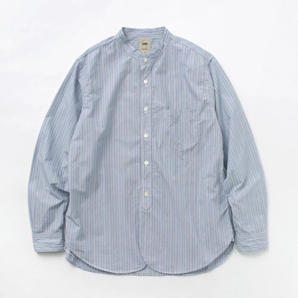 FOB FACTORY Shirts^/ F3488 striped band collar shirt