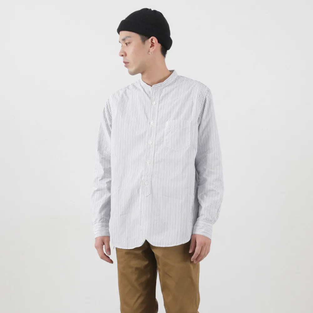 FOB FACTORY Shirts^/ F3488 striped band collar shirt