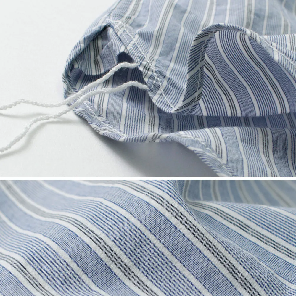 FOB FACTORY Shirts^/ F3488 striped band collar shirt