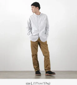 FOB FACTORY Shirts^/ F3488 striped band collar shirt