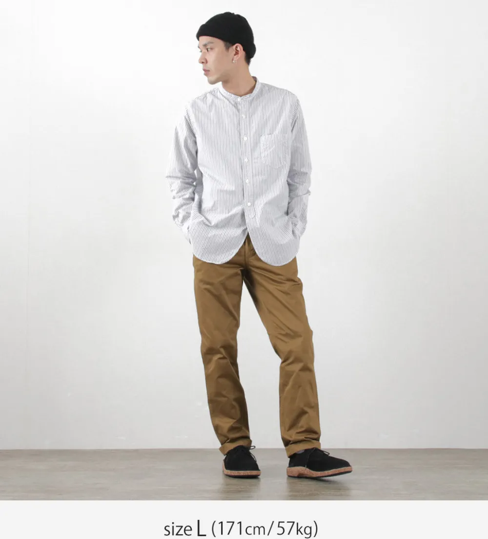 FOB FACTORY Shirts^/ F3488 striped band collar shirt